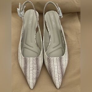 Size 10 - Franco Sarto Grey/Off White Snakeskin Slingback Heels NWOT